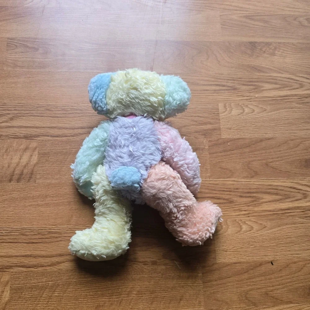 Pastel‎ Rainbow Patchwork Teddy Bear Plush Shaggy Multi Color Stuffed Animal 10